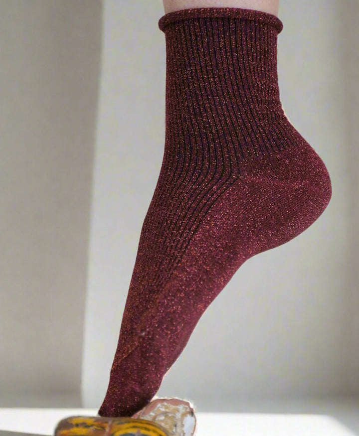 Glitzer Socken Lyocell - Rot