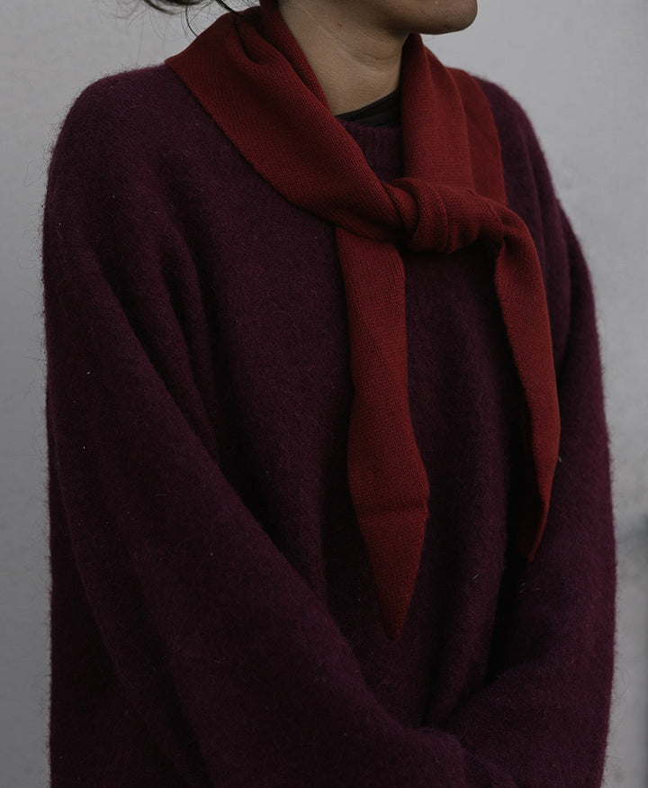 Triangel-Strickschal / Bandana aus Kaschmir - Rot
