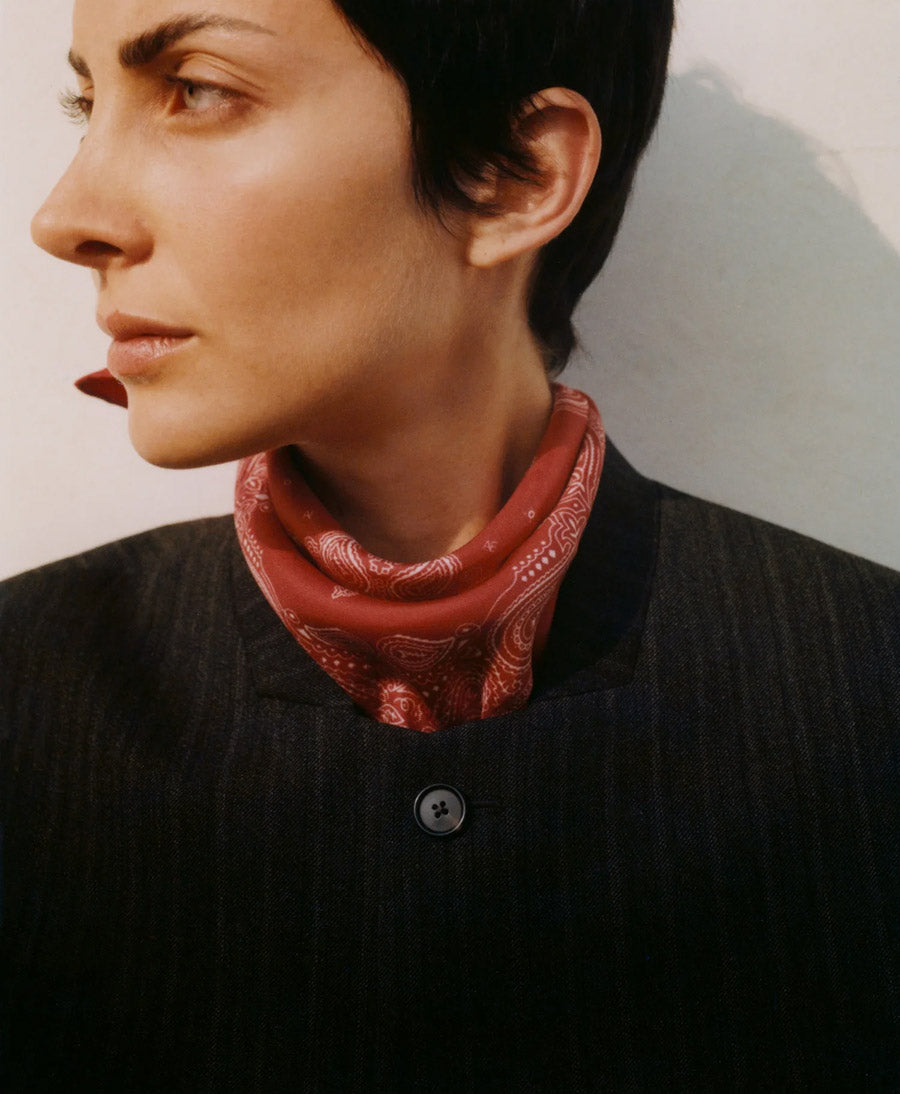Seiden-Foulard "Minimal Bandana Silk Scarf" - Rot