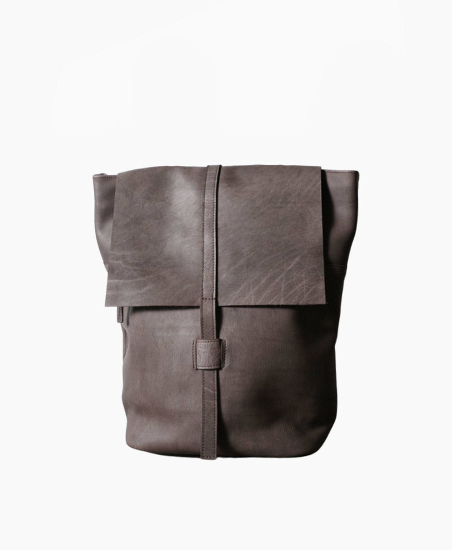 Tesris Rucksack & Tasche aus Leder mit Überschlag - Graubraun