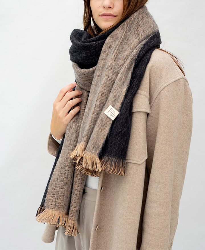 Halstuch Alpaka Schal - Doble Black & Sandstone