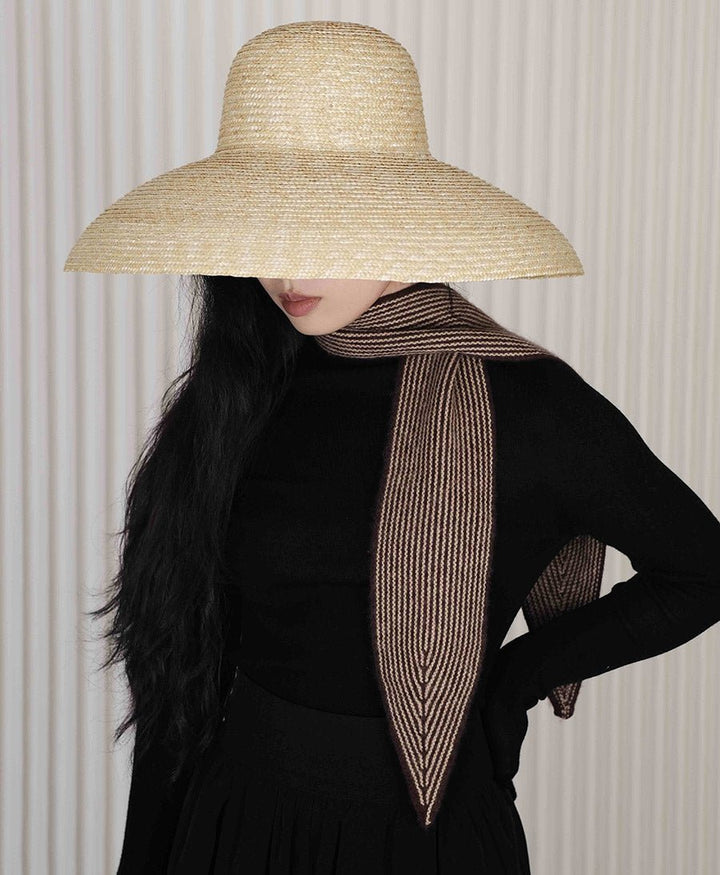 Kleiner Gestrickter Schal / Foulard aus Kaschmir - Dunkelrot / Beige gestreift - Oats & Rice - clomes