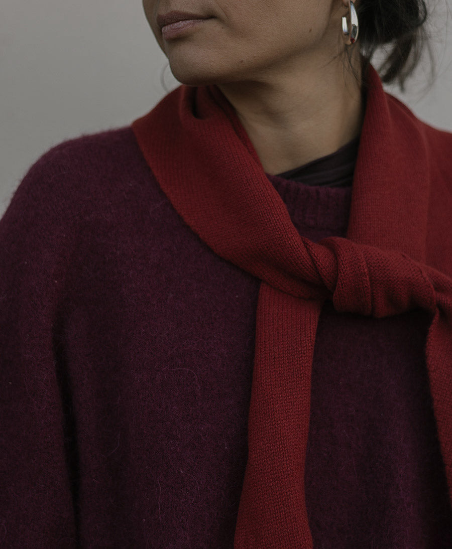 Triangel-Strickschal / Bandana aus Kaschmir - Rot