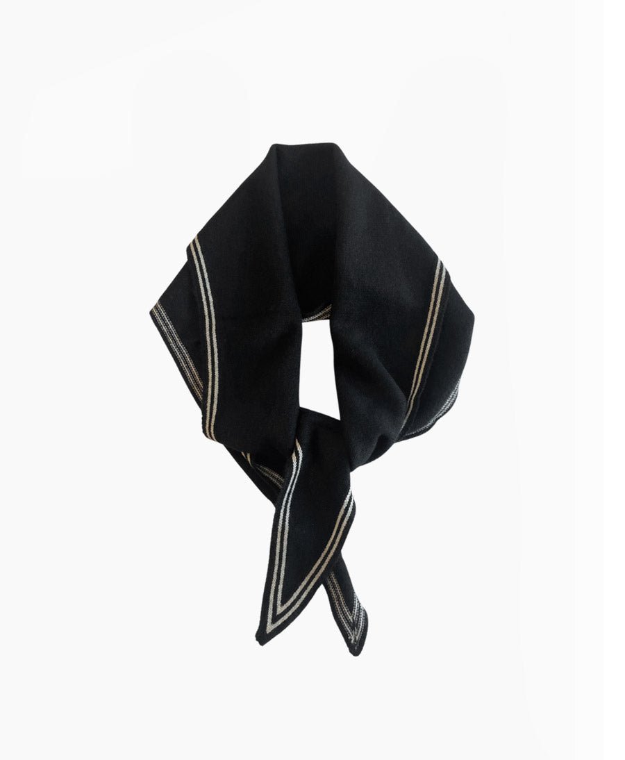 Kleiner Gestrickter Schal / Foulard aus Kaschmir - Schwarz / Weiss - Oats & Rice - clomes