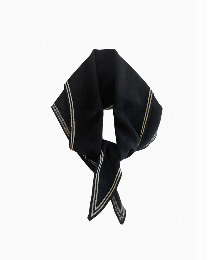 Kleiner Gestrickter Schal / Foulard aus Kaschmir - Schwarz / Weiss - Oats & Rice - clomes