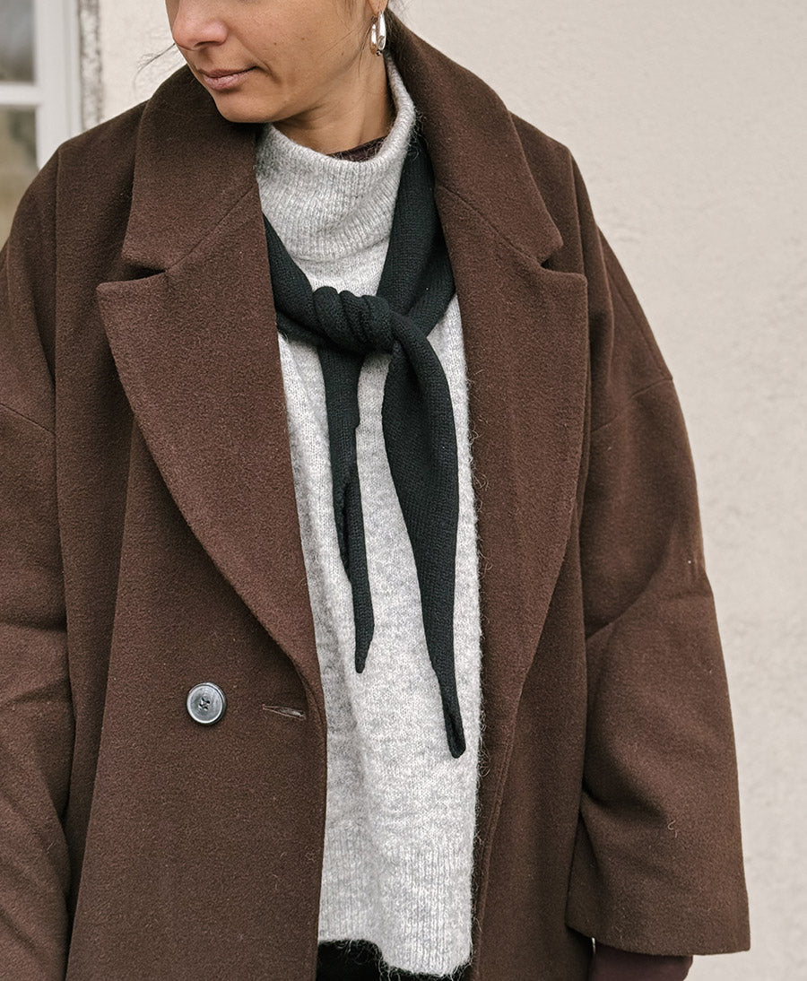 Triangel-Strickschal / Bandana aus Kaschmir - Schwarz