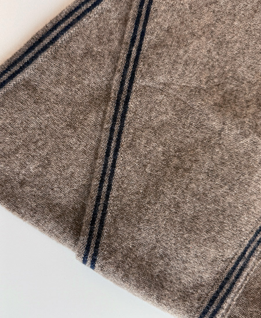Kleiner Gestrickter Schal / Foulard aus Kaschmir - Braun / Blau