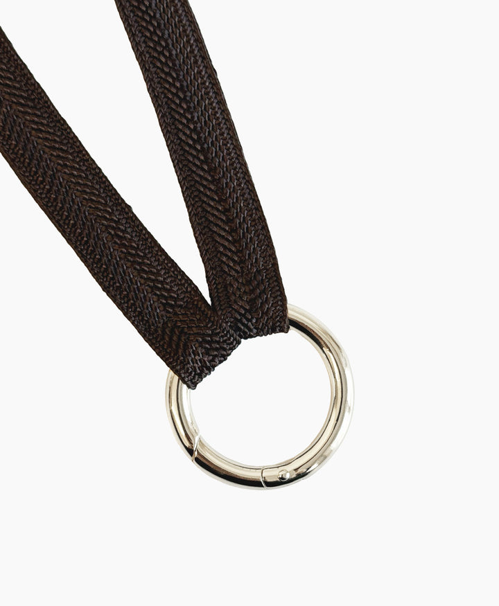 Kurzes Schlüsselband "Zahra Mini" mit silbrigem Karabiner - Mocca