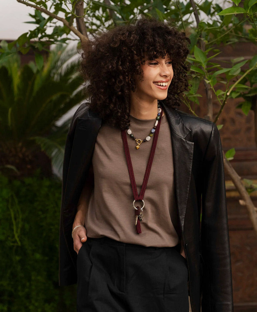 Schlüsselband silbriger Karabiner - Ruby