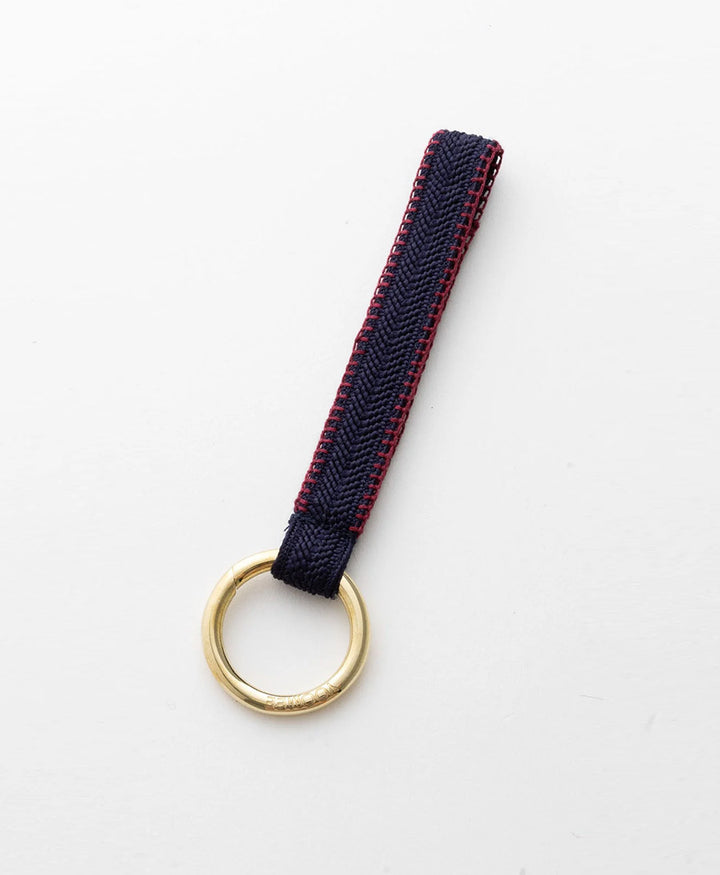 Kurzes Schlüsselband Loop mit Messing Schlüsselring - Marine