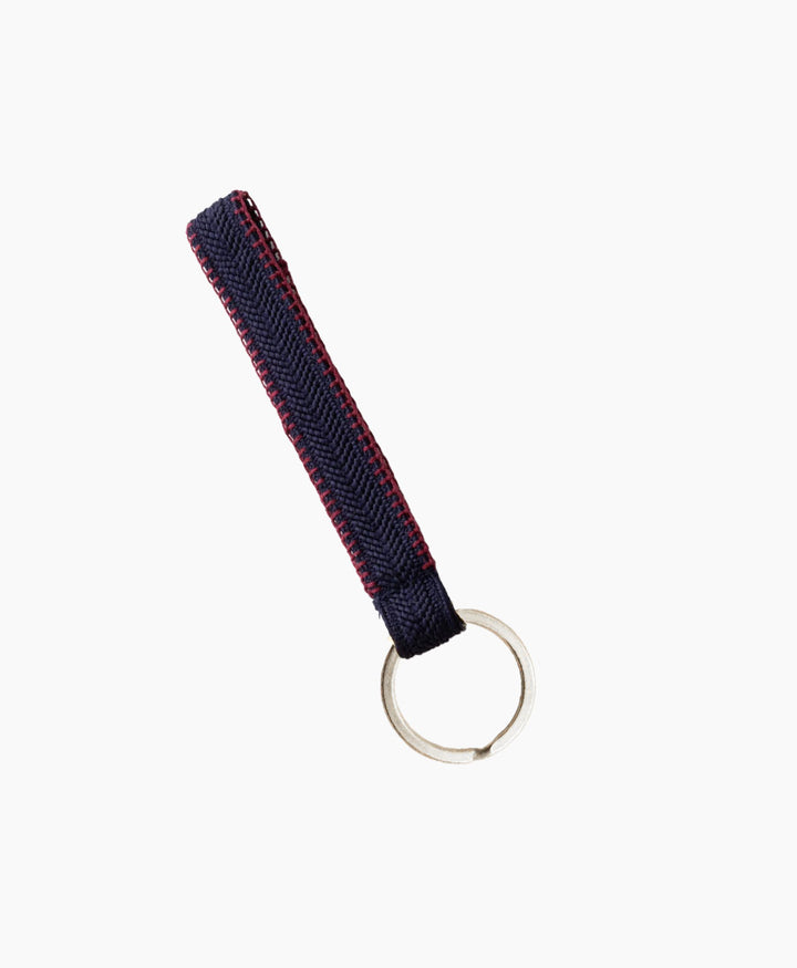 Kurzes Schlüsselband Loop mit silbrigem Schlüsselring - Marine