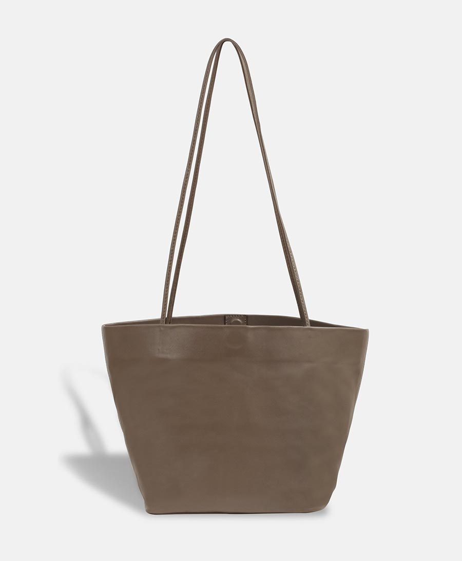 Schultertasche "Bucket" - Lammleder, Graubraun - Modern Weaving - clomes