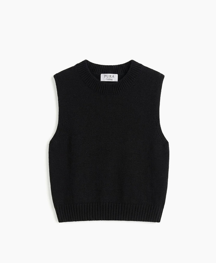 Stricktop - Mock Neck Tank - Kaschmir/Seide - Schwarz