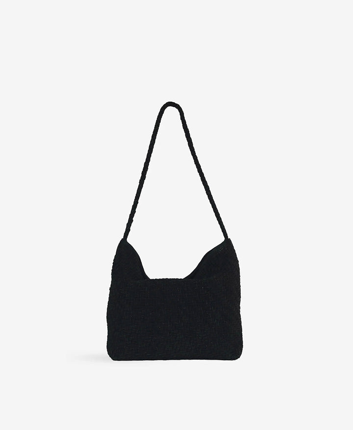 Gewebte Ledertasche "SERENA" Suede - Schwarz