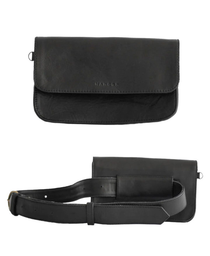 Schwarze Gürteltasche aus Leder - The Ziggy Belt Bag Black - MANDRN - clomes