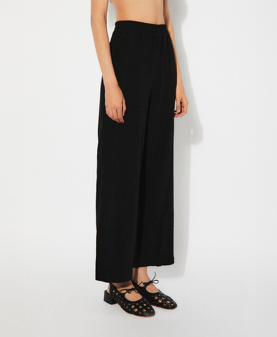 Weite Stoffhose TABITA - Schwarz