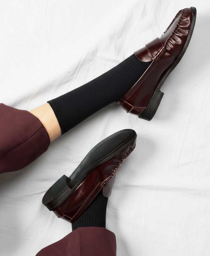 Socken Bio-Baumwolle - Feine Streifen - Schwarz