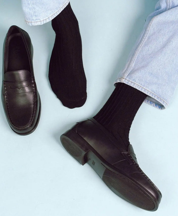 Socken Bio-Baumwolle - Rippenmuster - Schwarz