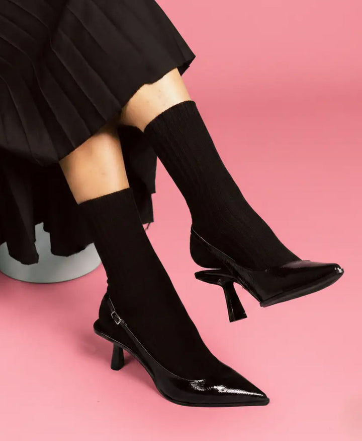 Socken Bio-Baumwolle - Rippenmuster - Schwarz