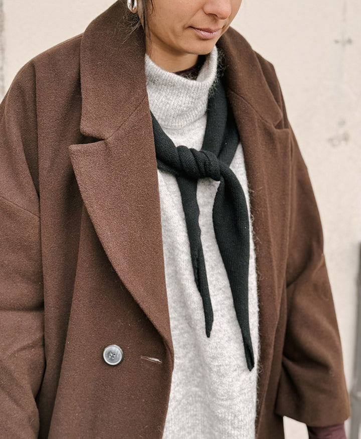 Triangel-Strickschal / Bandana aus Kaschmir - Schwarz