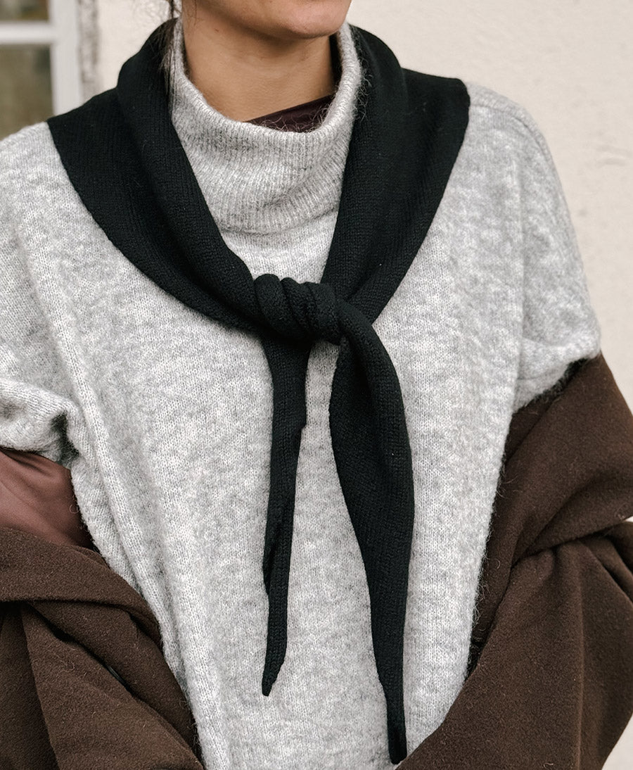 Triangel-Strickschal / Bandana aus Kaschmir - Schwarz