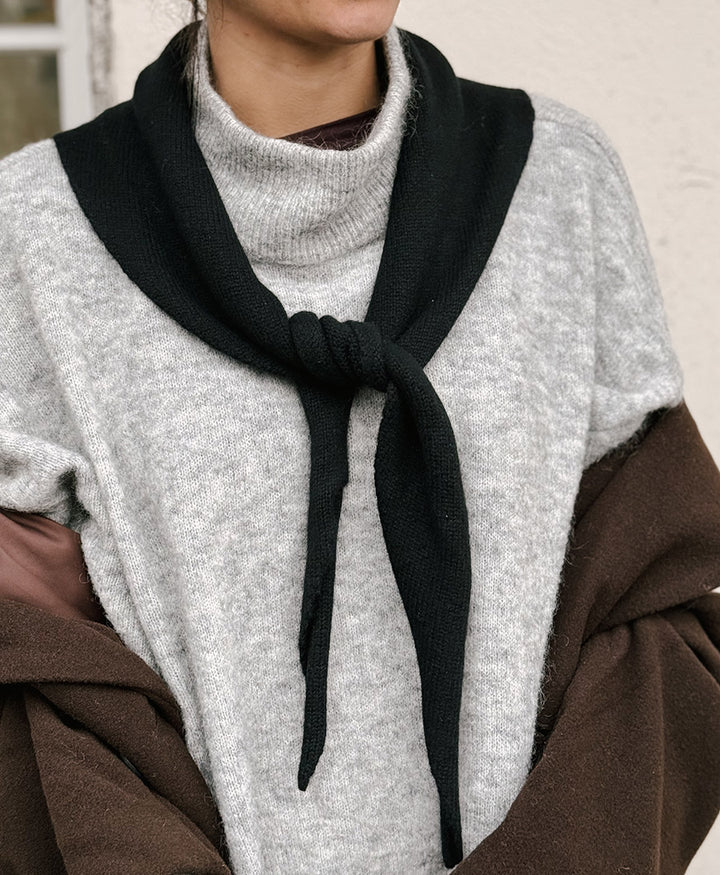 Triangel-Strickschal / Bandana aus Kaschmir - Schwarz