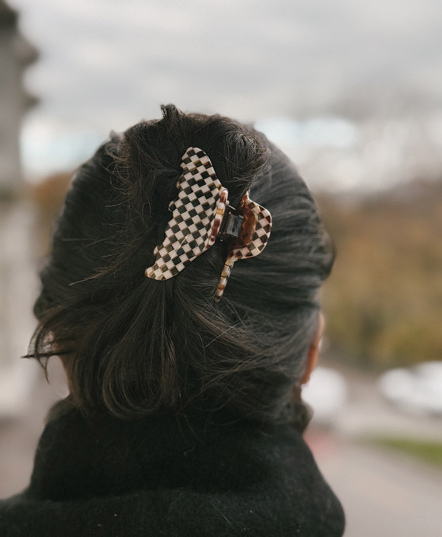 Haarklammer CARLA (M) aus Acetat - Karo