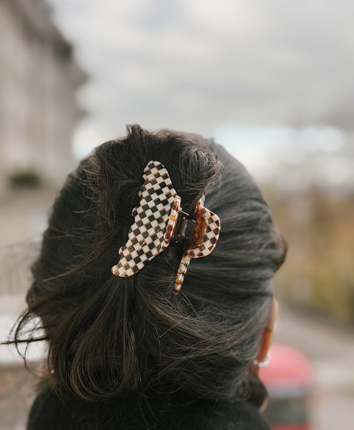 Haarklammer CARLA (M) aus Acetat - Karo