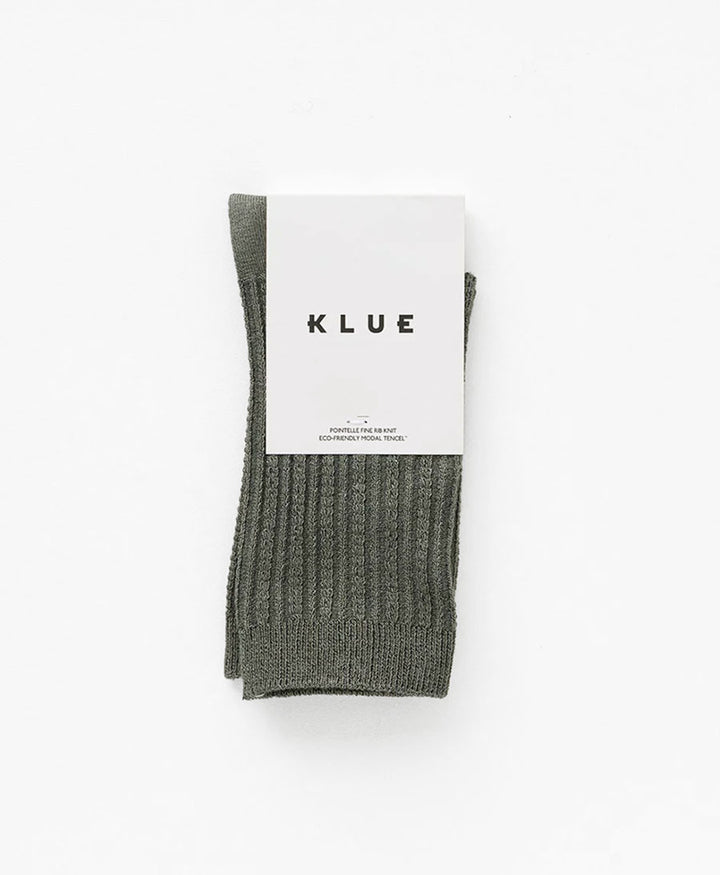 Pointelle Socken - gerippter Feinstrick - Khaki