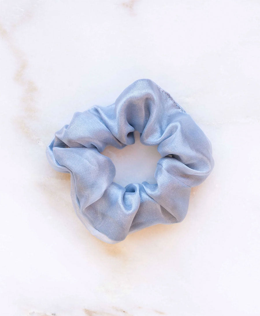 Scrunchie aus Rayon - Glossy Hellblau