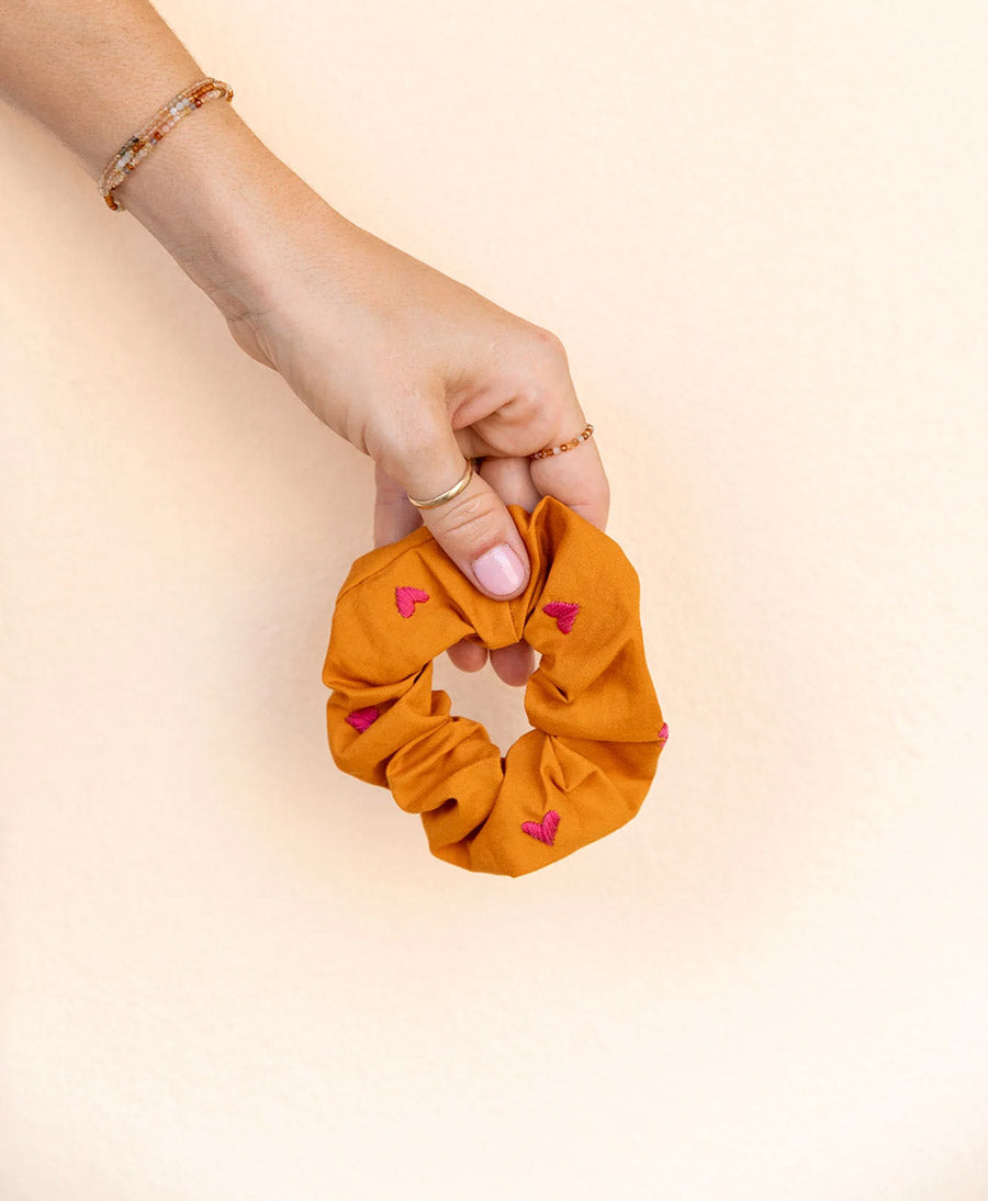 Medina Scrunchie "Hearts" aus Baumwolle - Orange