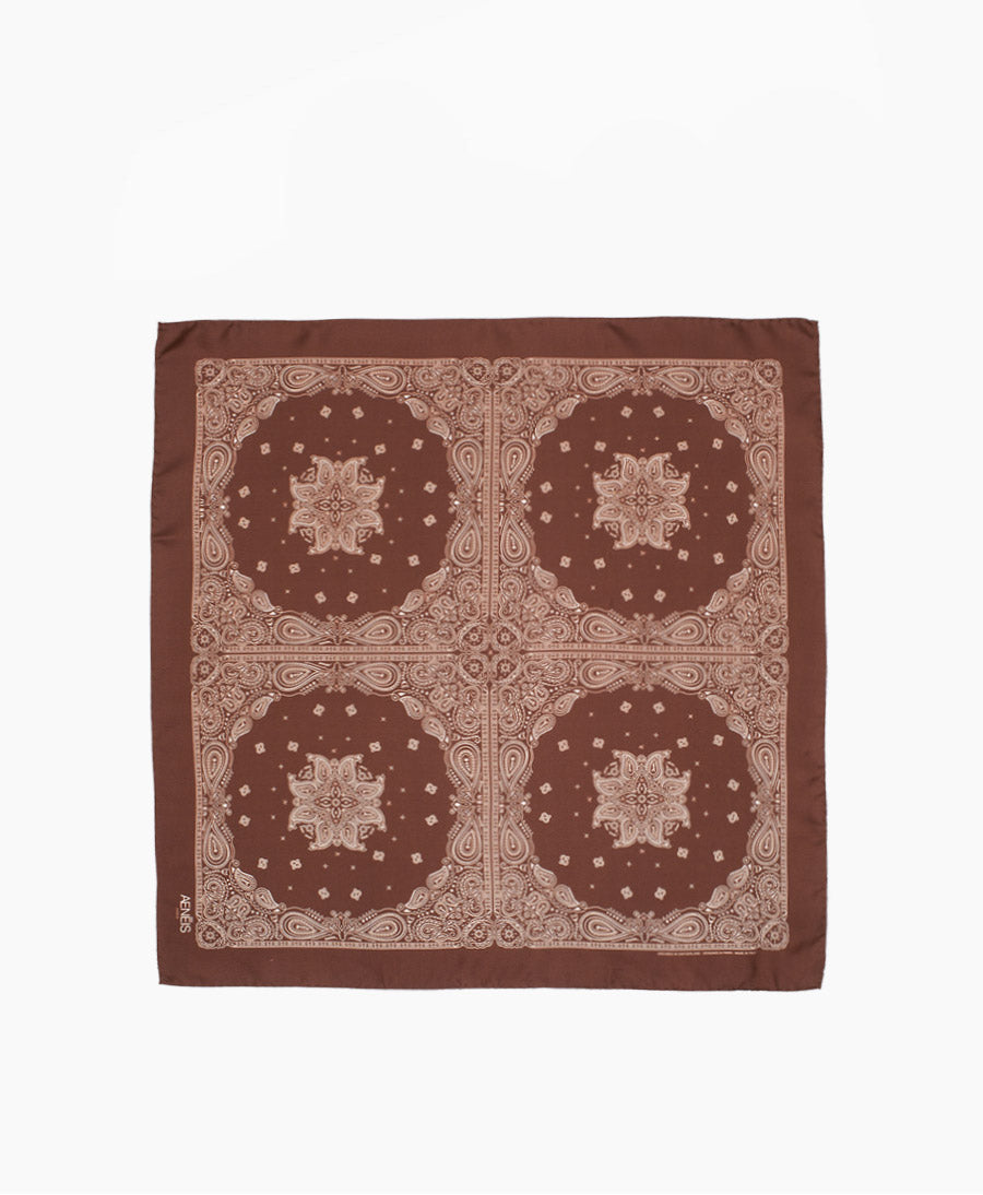 Seiden-Foulard "Minimal Bandana Silk Scarf" - Sepia