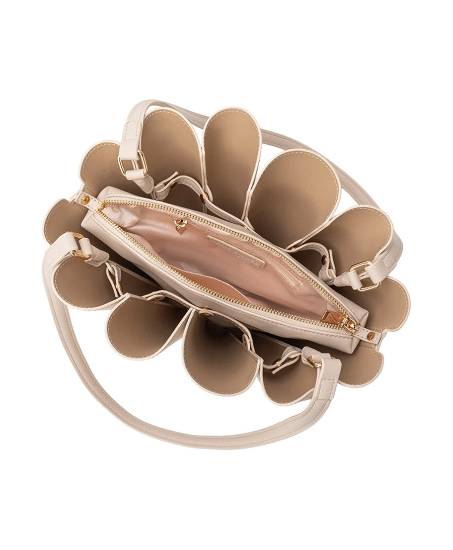 Schultertasche SHELLIE aus veganem Leder - Hellbeige