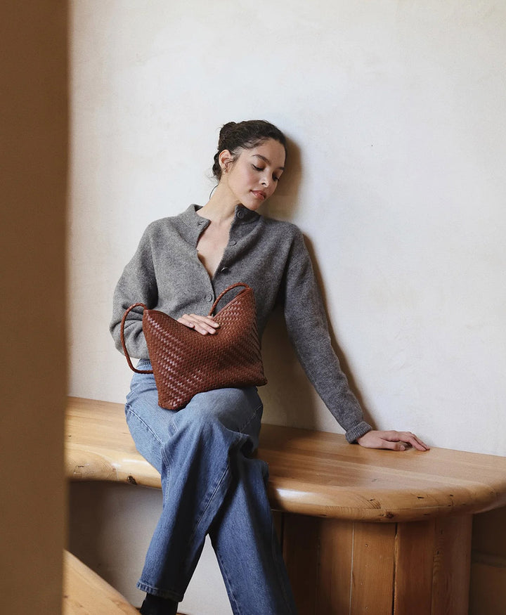 Gewebte Ledertasche "SERENA" - Sienna