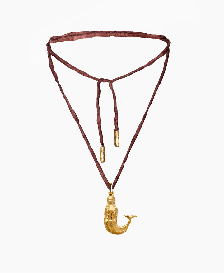 Halskette aus Seide (Cinnamon) mit Anhänger - Sirena