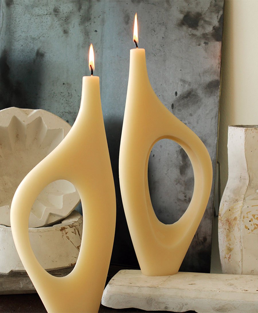 Skulptur - Kerze Labet 2 - creme - Cerabella - clomes