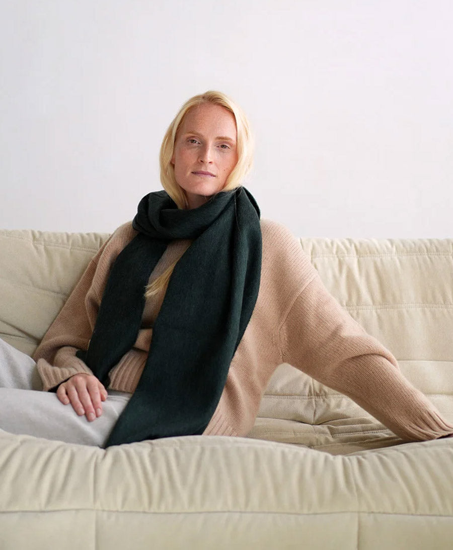 Halstuch Alpaka Schal Slim - Solid Emerald Green