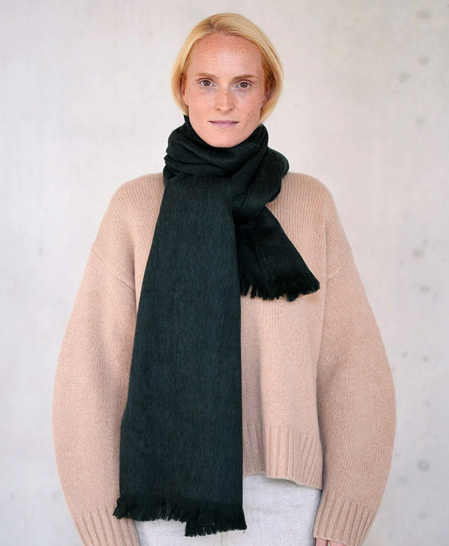 Halstuch Alpaka Schal Slim - Solid Emerald Green