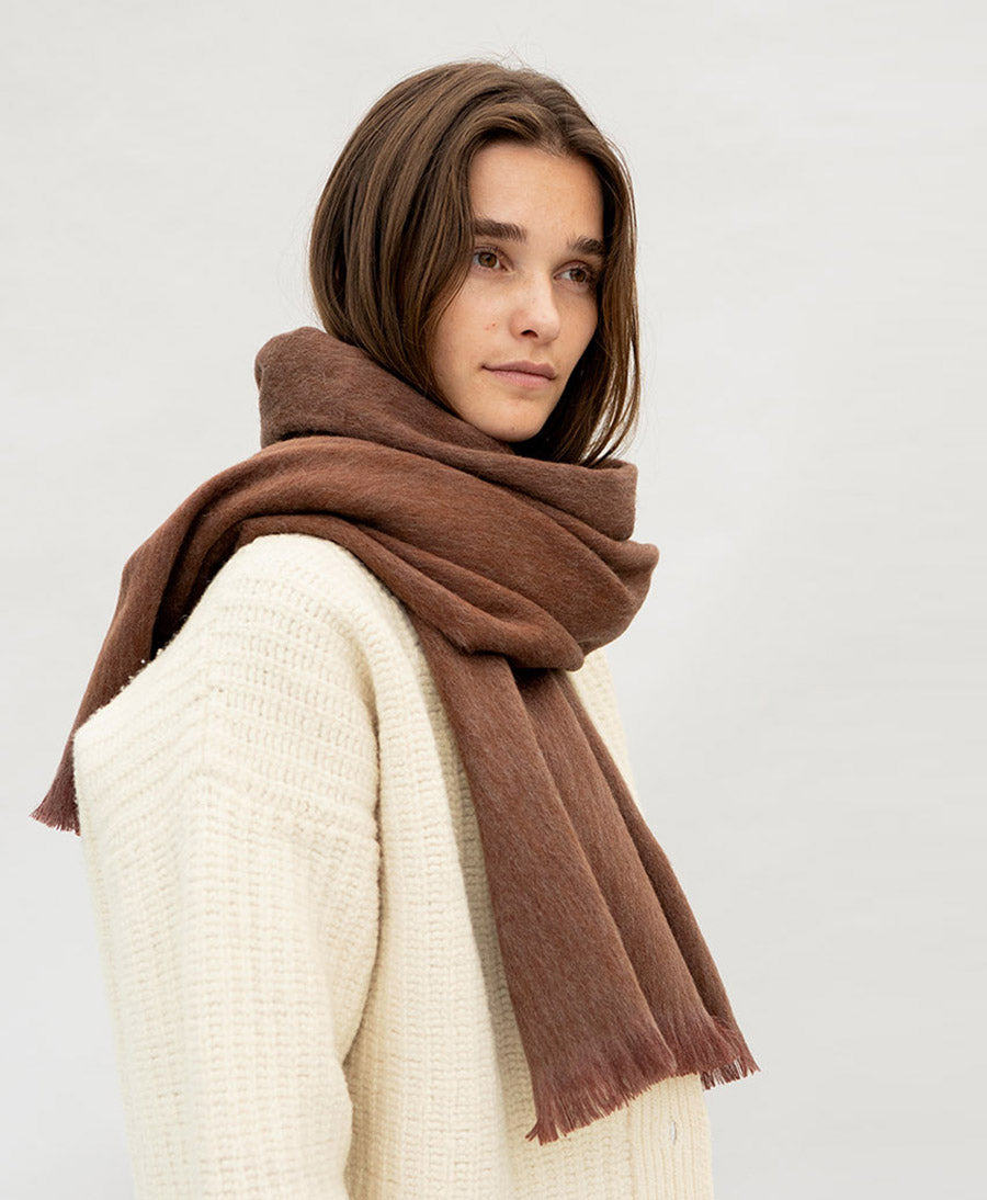 Halstuch Alpaka Schal Slim - Solid Praline