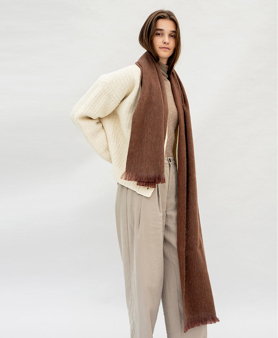 Halstuch Alpaka Schal Slim - Solid Praline