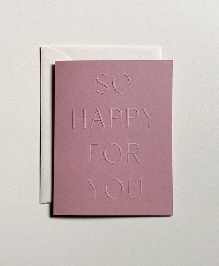 Geprägte Karte mit Couvert "SO HAPPY FOR YOU" - Lila
