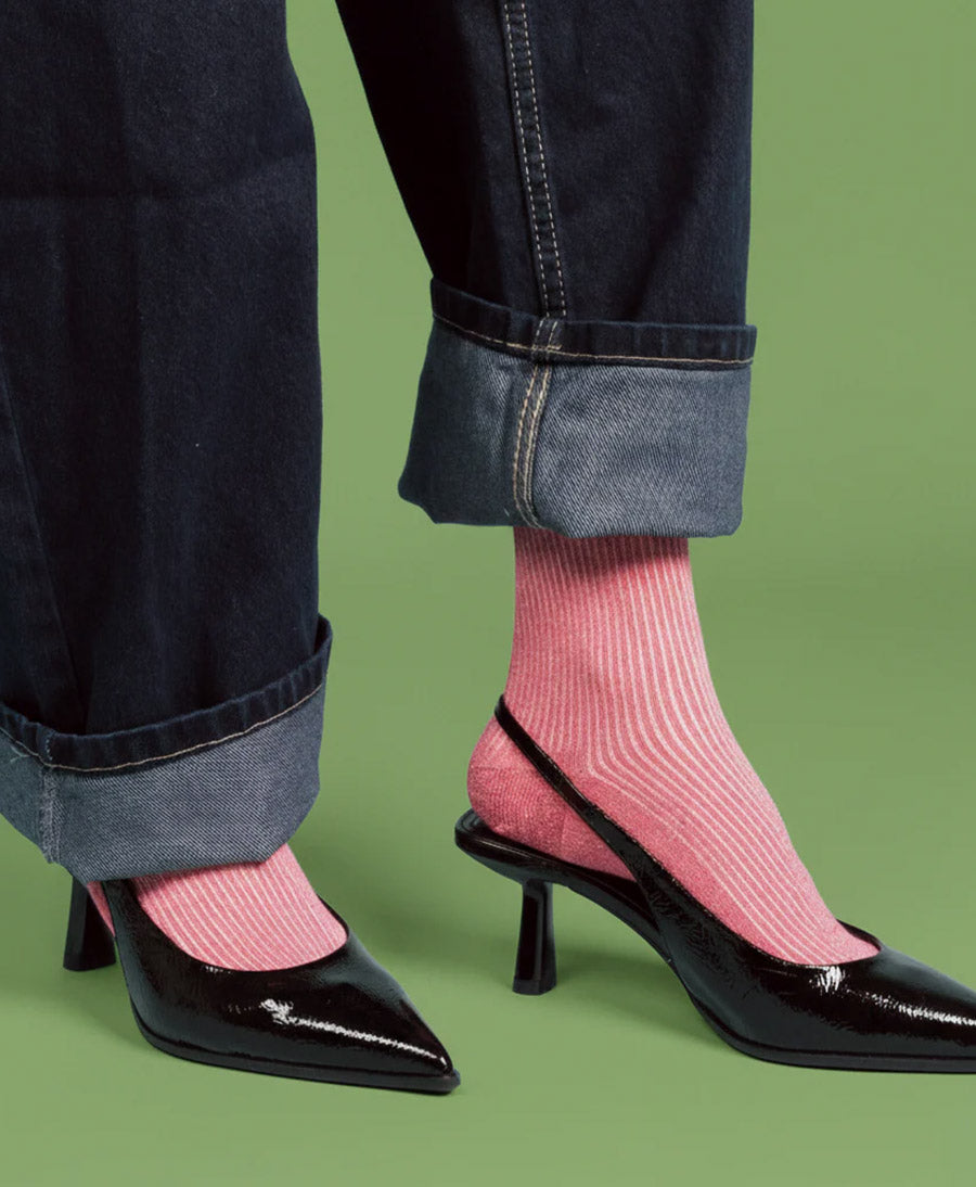 Glitzer Socken Lyocell - Beerenrot