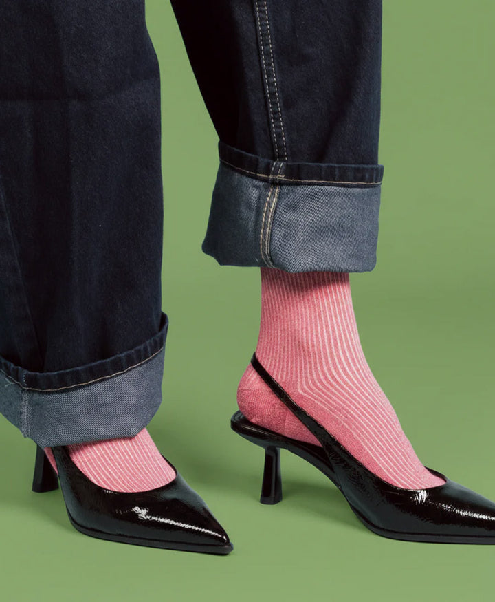 Glitzer Socken Lyocell - Beerenrot