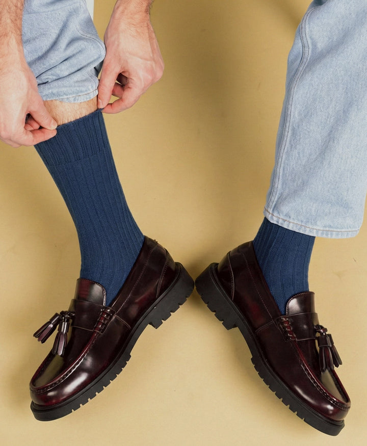 Socken Bio-Baumwolle - Rippenmuster - Dunkelblau