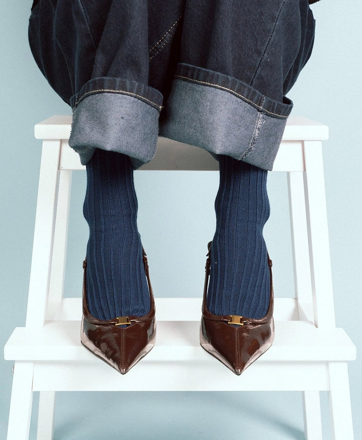 Socken Bio-Baumwolle - Rippenmuster - Dunkelblau