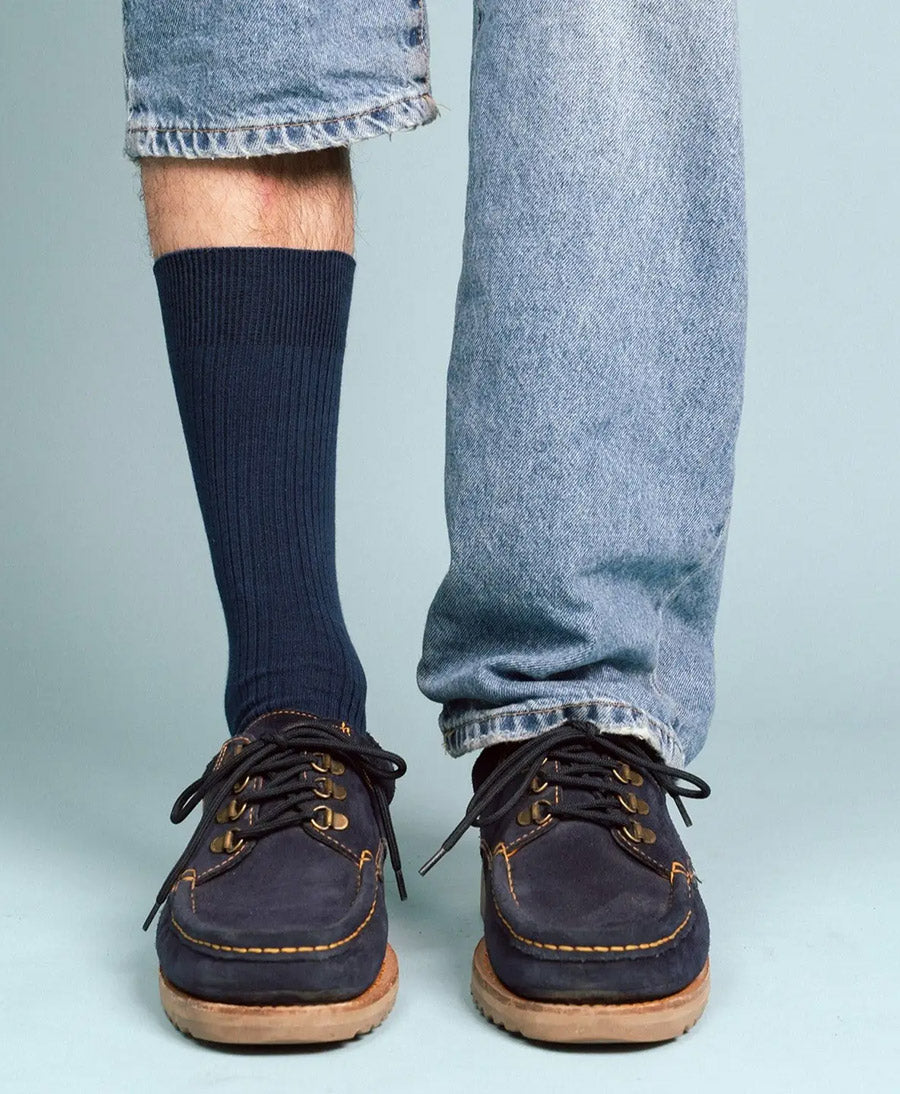 Socken Bio-Baumwolle - Feine Streifen - Dunkelblau