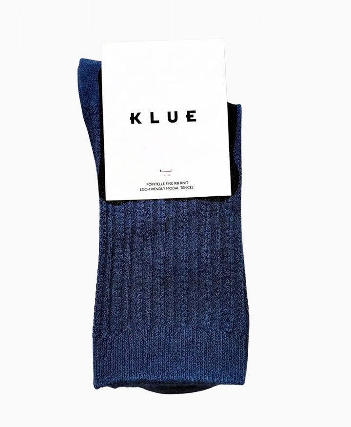 Pointelle Socken - gerippter Feinstrick - Dunkelblau