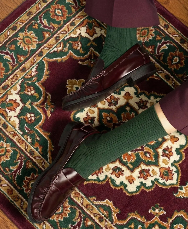 Socken Bio-Baumwolle - Feine Streifen - Dunkelgrün