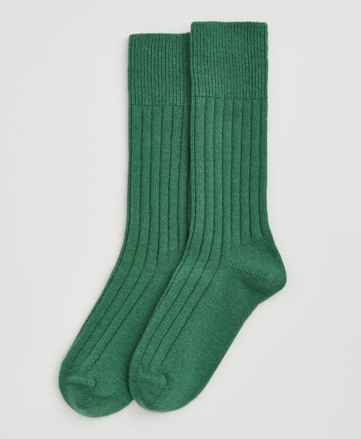 Merino Socken - Gerippt - Grün