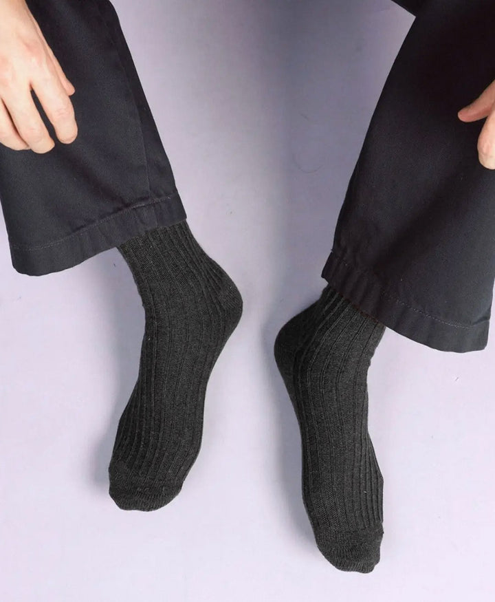 Socken Bio-Baumwolle - Rippenmuster - Anthrazit